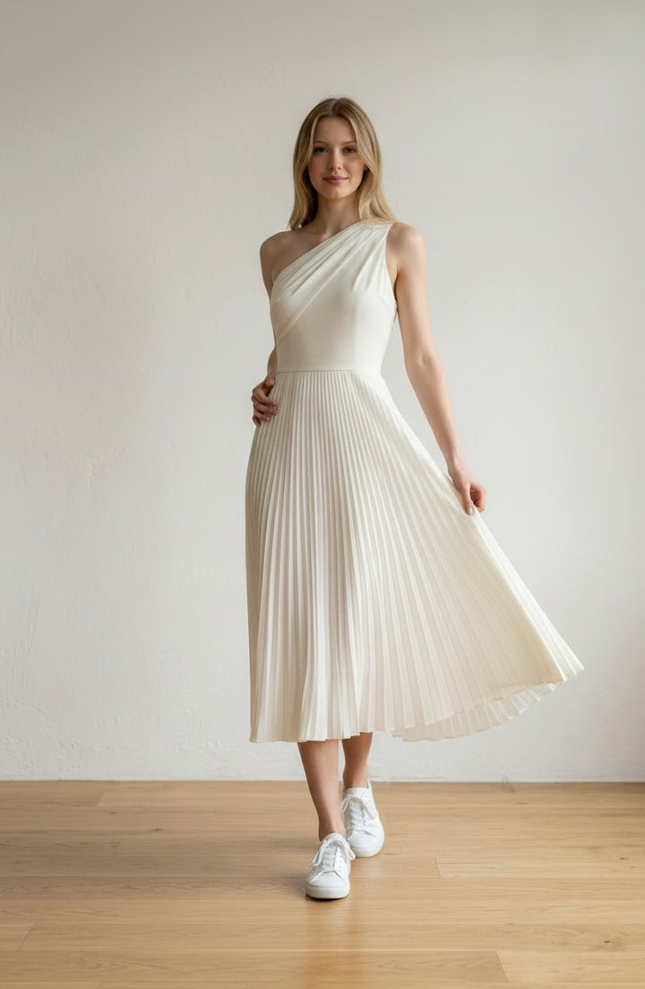 Élégance Plissee Kleid – Ivory
