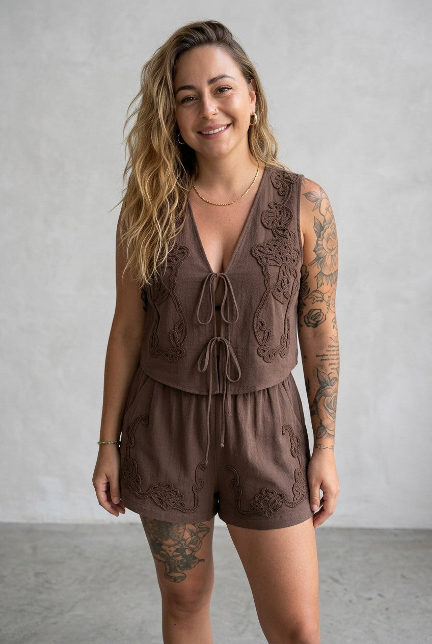 Boho Bliss Set – Besticktes Zweiteiler-Set
