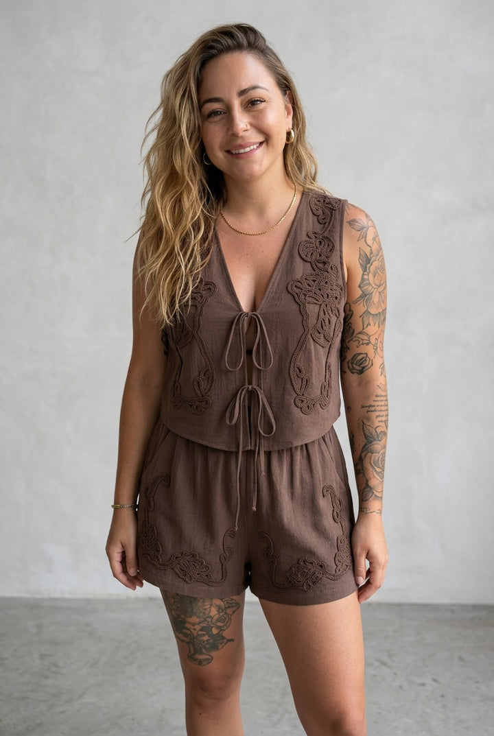 Boho Bliss Set – Besticktes Zweiteiler-Set