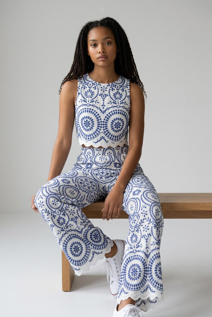 Santorini Chic Set – Besticktes Zweiteiler-Set