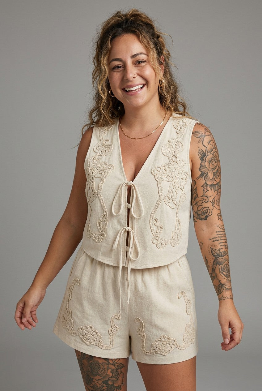 Boho Bliss Set – Besticktes Zweiteiler-Set