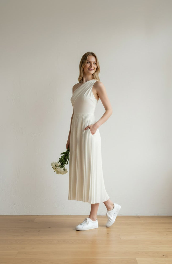 Élégance Plissee Kleid – Ivory