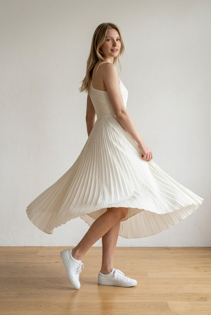 Élégance Plissee Kleid – Ivory