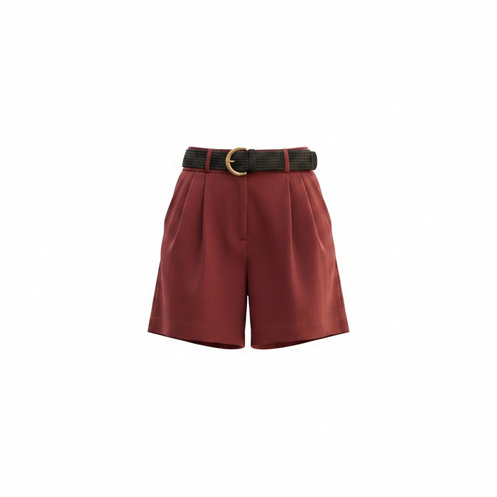 Elegante Shorts mit Gürtel – Terrakotta-Rot